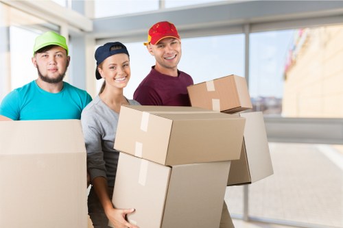 Packed boxes and furniture ready for local house removals in Addiscombe