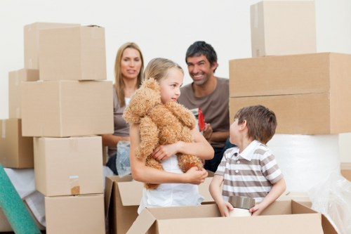 Packed household items prepared for a local move in Addiscombe